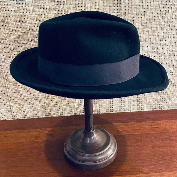 🌟HP🌟VTG 1960s Black Wool Bogart Fedora by Capas Design - Picture 5 of 11